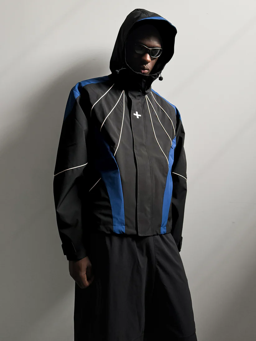 003. Ventus Shell Jacket - Black/Cobalt/Cream - Image 2