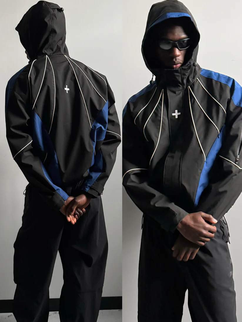 003. Ventus Shell Jacket - Black/Cobalt/Cream - Image 6