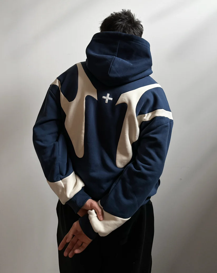 008.Night Lab Fuse Hoodie - Navy/Cream - Image 2